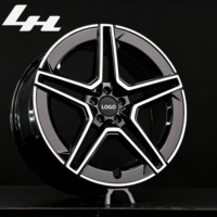 جنوط سيارات مصنوعة من قطعة واحدة بنمط JDM مقاس 5x114.3، 17-20 بوصة، بخمسة أذرع، باللونين الأسود والفضي، مناسبة لسيارات هوندا وتويوتا ومازدا وسوبارو