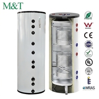 Réservoir de stockage d'eau chaude solaire à double enveloppe de 600 L, coque blanche, vertical, pompe à chaleur écologique, échangeur de chaleur à serpentin en acier inoxydable