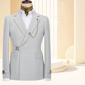 ชุดสูทผู้ชาย <span class=keywords><strong>2</strong></span> ชิ้นชุดสลิมฟิตโลหะClasp Customชุดแต่งงานพรหมสําหรับชายTuxedoชุดพิเศษปุ่มออกแบบBlazer + กางเกง - Product Image 6