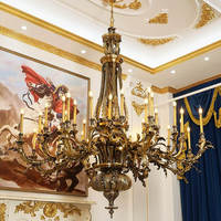 Lustre en laiton doré de luxe pour hôtel, 87 pouces, éclairage pour salle de banquet, grand salon, lustre antique en cuivre extra large