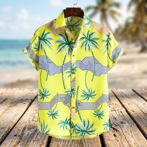 Chemise à manches courtes en tricot imprimé pour homme, confortable et décontractée, idéale pour les vacances à la plage, respirante, offre ODM - Product Image 2