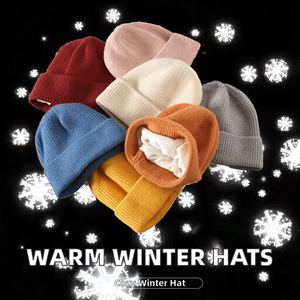 Gorro de punto de lana cálido de invierno para mujer con logotipo bordado, gorros acrílicos gruesos para viajes al aire libre, gorros con estampado Digital - Product Image 2