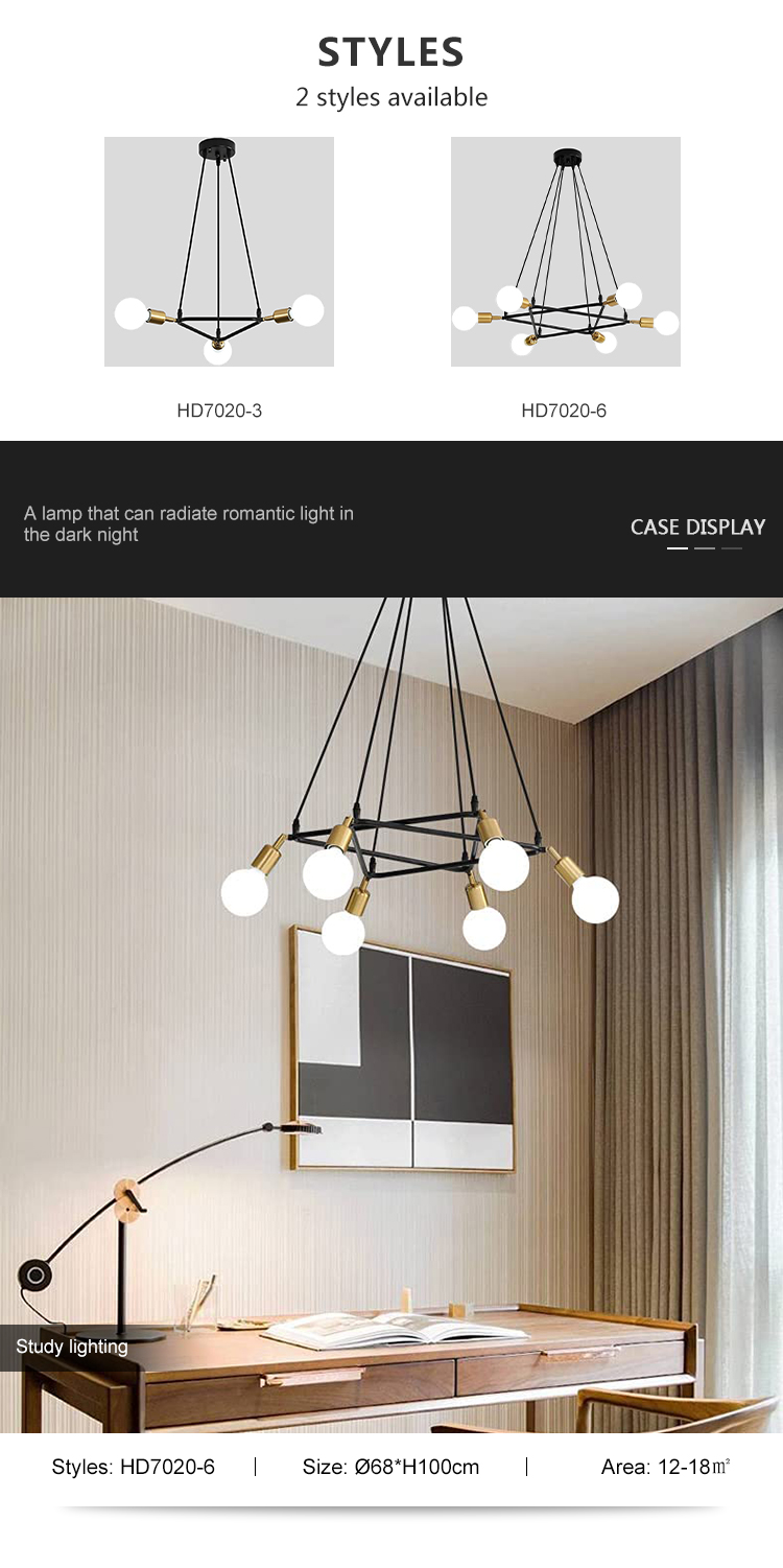 Modern Style Decoration Dining Room Indoor Restaurant Luxury E27 Metal Chandelier