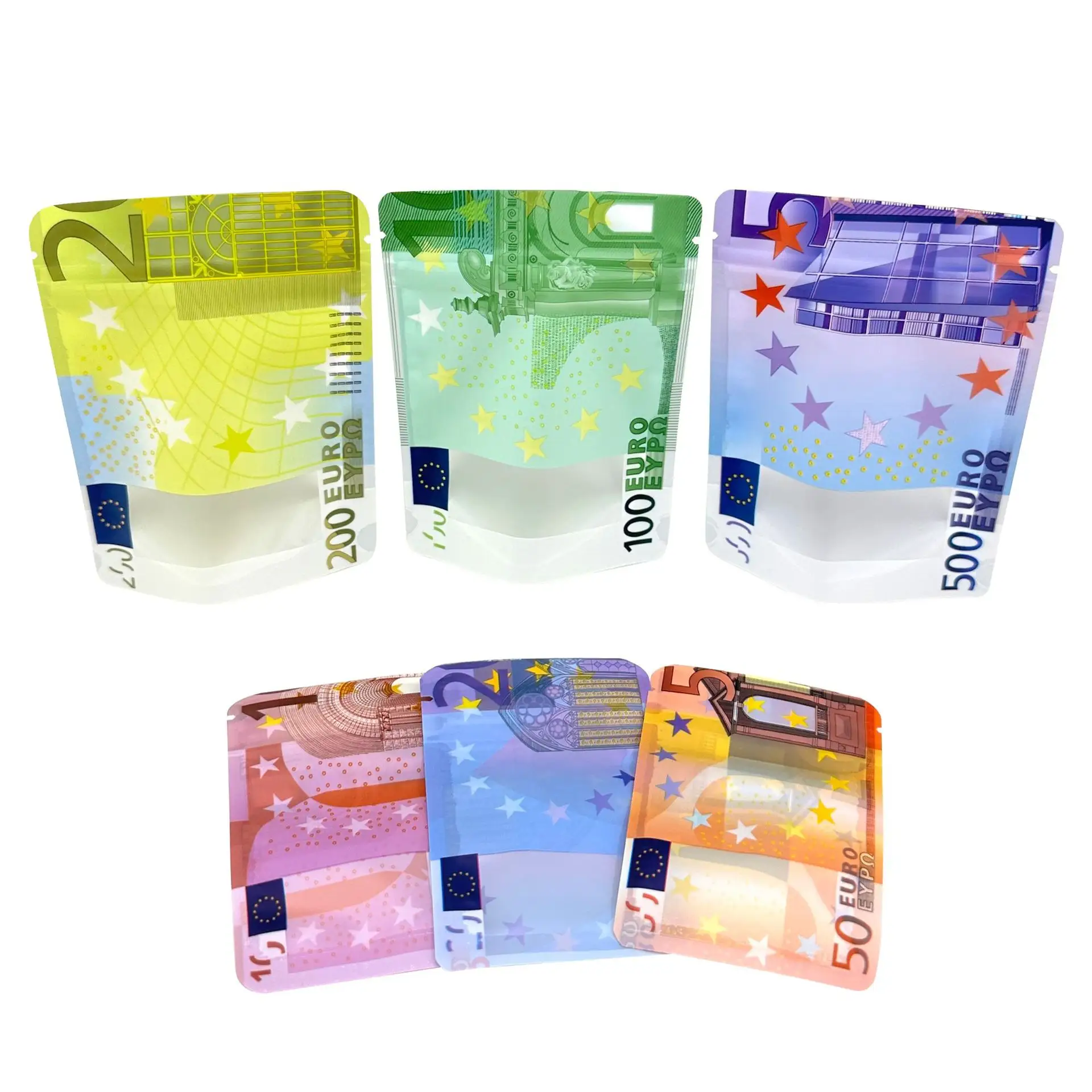 Segno del dollaro In borsa modello di denaro In Euro 2g 3.5g 420 a prova di odore richiudibile cerniera mylar sacchetti di plastica