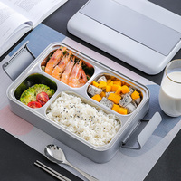 Lekfre Boîte à lunch en acier inoxydable 304 avec 4 compartiments et contenants alimentaires en plastique Boîte à lunch isolée Bento pour étudiants