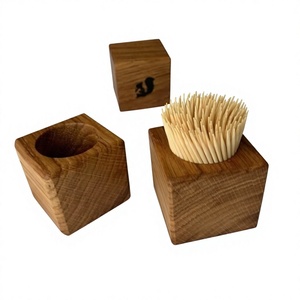 Porte-cure-dents rectangulaire minimaliste en bois massif, conteneur écologique, organisateur de table - Product Image 4
