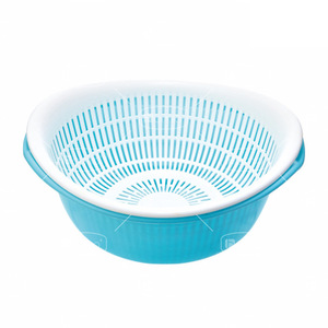 Double Layer Drain Strainer <b>Large</b> Capacity Vegetable Washing Basket Rice Strainer Kitchen Fruit And Vegetable Colander Green - Product Image 3