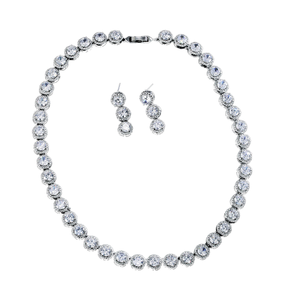 Conjunto de Joyería Nupcial Clásico de Aleación de Plata con Collar de Zirconia Marquise y Pendientes Colgantes, Bañado en Rodio, Regalo para Fiesta de Bodas - Product Image 5