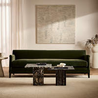 Canapé en velours vert olive de style français, coussins amovibles, structure en bois massif, ensemble de canapés modernes sur mesure