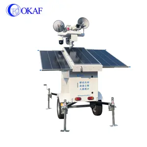 OKAF US AU EU Standard CCTV Trailer People Counting Camera Mobile Solar Surveillance Tower