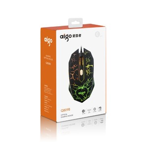 Aigo Q809B Optical Gaming <b>Mouse</b> 2400 Cpi Wired RGB Backlit Right Hand Ergonomic 6 Buttons - Product Image 1