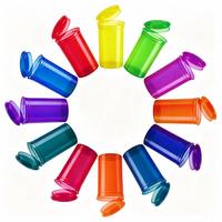 Flacons de stockage en plastique PP hermétiques et anti-odeurs de qualité supérieure multicolores 6dr 13d 19dr 30dr 60dr 90dr