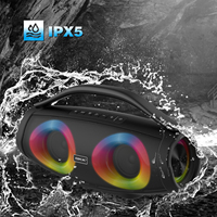 Enceinte portable Bluetooth BKK B58 IPX6 avec éclairage LED RGB, batterie rechargeable et deux microphones sans fil pour karaoké