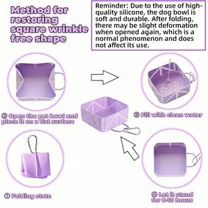 Bol carré pliable en silicone pour chien, 5 couleurs - Portable pour les voyages, la randonnée et le camping avec logo personnalisable - Product Image 6