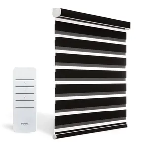 Double Layer Zebra Roller Blinds Day And Night Indoor Motorized Smart Electric Wifi Dual Layer Zebra Blinds