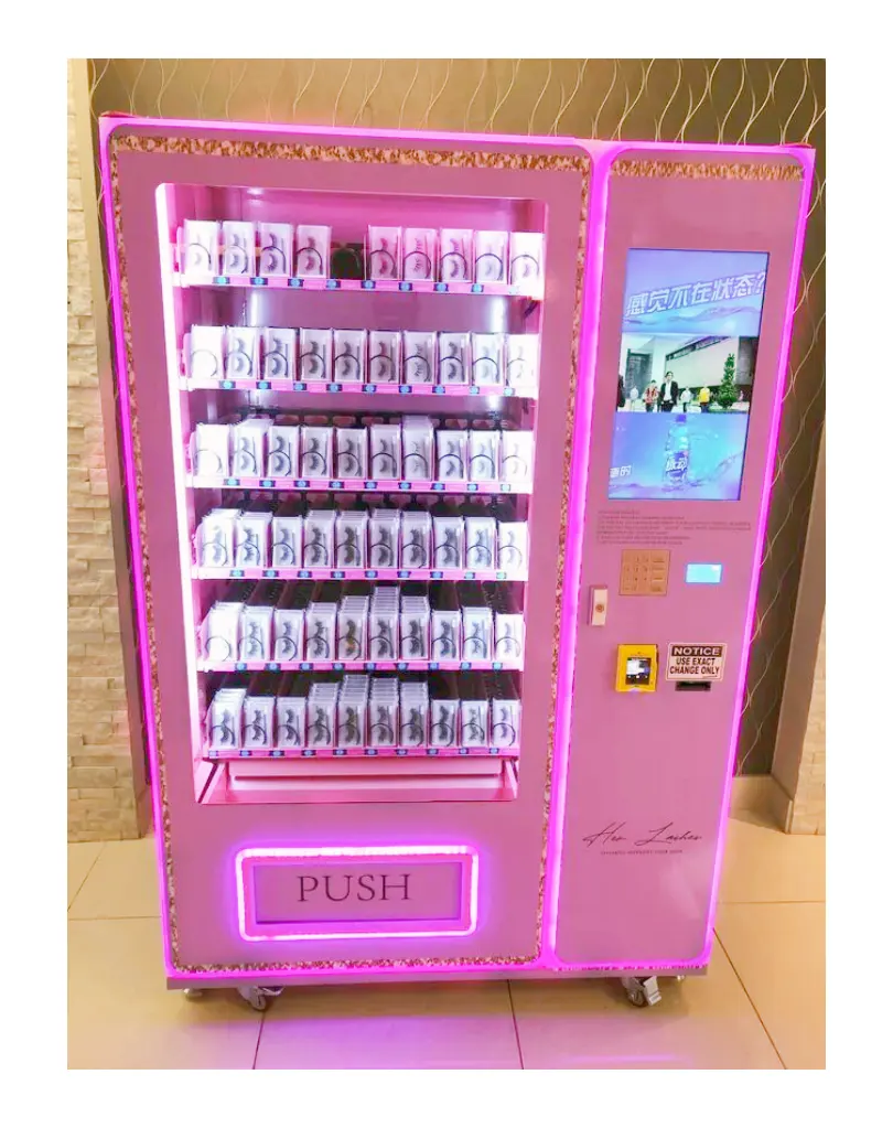 Beauty Pink Makeup Vending Machine Coin/QR Code/Token Payment System with SDK Function Credit Card Payment System