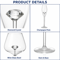 26cm Glazen Champagnefluiten Set met heldere, sprankelende diamanten kristallen decoratie, bruiloft cadeau, feest, bar, thuis