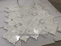 Lanterne en mosaïque blanche moderne, design arabesque, en marbre blanc pur, mosaïque de carreaux
