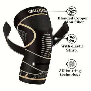 Genouillère en cuivre avec sangles réglables, protection de compression, genouillères respirantes pour la course à pied, le fitness, le basketball, 1 paire - Product Image 2