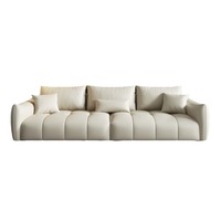 Canapé Chesterfield en similicuir crème italien pour salon, résistant aux griffures de chat, trois places, tissu givré réglable, trois positions