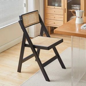 Silla de Comedor Plegable de Ratán de Lujo Ligero con Respaldo, Diseño de Madera Maciza Estilo Japonés para Hogar, Oficina, Apartamento, Baño, <span class=keywords><strong>Taller</strong></span> - Product Image 3