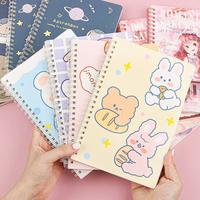 Cuaderno Espiral con Diseño de Dibujos Animados, para Estudiantes de Secundaria, A5, Estilo Femenino, Bloc de Notas Grueso, Diario con Líneas Horizontales para Primaria
