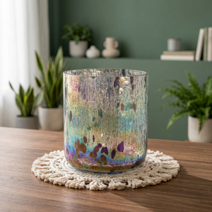 Iridescent Hand Blown Eco-Friendly <b>Glass</b> Votive Holder <b>Heat</b> <b>Resistant</b> Custom Color Design for Home Decor and Gift - Product Image 2