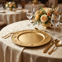 Assiettes de présentation dorées en plastique de 13 pouces Woju Festive, électroplaquées, avec bordure étoilée, pour la décoration de table de Noël