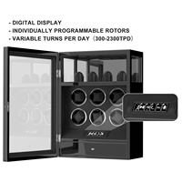 Boîte de rangement pour montres automatique intelligente avec lecteur d'empreintes digitales, coffre-fort de luxe, remontoir de montres avec 3, 6 ou 9 emplacements et compartiment à bijoux