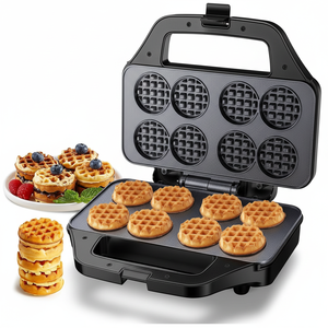 เครื่องทำวาฟเฟิลมินิแบบไม่ติดกระทะ 8 ชิ้น ทำวาฟเฟิลชิ้นเล็ก ร้อนเร็ว ทำอาหารเช้าง่ายๆ สำหรับครอบครัวที่บ้าน - Product Image 2