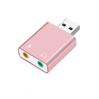 Alwave Jgirl Vente en gros Adaptateur de son stéréo USB Interface audio 3.5mm Alliage d'aluminium Haut-parleur de casque externe Enregistrement mono