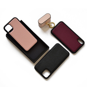Manufacturer customized color logo genuine saffiano leather gift box 3D phone case for 11 pro case