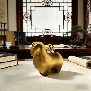 Escultura de Caballo en Oro Mate con Monedas 'Riqueza <span class=keywords><strong>y</strong></span> Tesoro' - Decoración Oriental de la Suerte, Arte Bozhi, Adorno de Cobre Personalizado de Alta Gama - Product Image 6