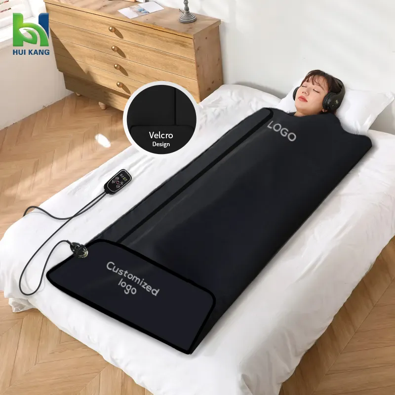 2023 Black Portable Waterproof Body Heating Far Infrared Sauna Blanket For Weight Loss And Detox