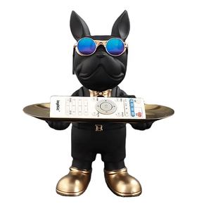 Plateau de <span class=keywords><strong>service</strong></span> en polyrésine fait à la main, peint à la main, motif animal, bouledogue, pour la décoration de la maison - Product Image 3