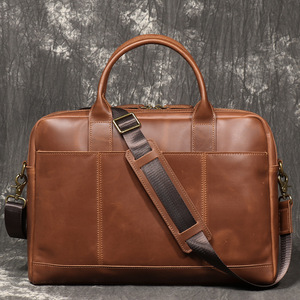 Sac messager en cuir véritable avec logo en relief pour homme, sacoche bandoulière, sac à main, sacoche d'ordinateur portable pour le travail et les affaires - Product Image 1