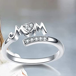 Anello Aperto a Forma di Cuore con Scritta MOM per Donne, Regalo per la Festa della Mamma, Gioiello da Dito alla Moda - Product Image 3
