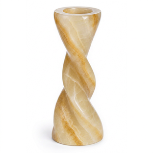 Natural Onyx <b>Twisted</b> Spiral Taper Candlestick Handmade Sculptural Stone Candle Holder Wholesale Custom Logo <b>Bar</b> Decor - Product Image 1