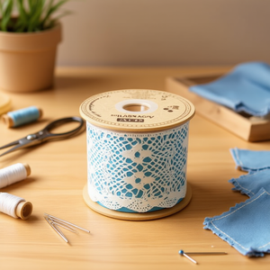 Strisce di pizzo Iln 8,0 cm x 6 m bianche per artigianato e cucito - Product Image 1