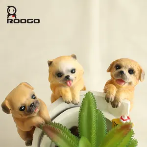 Vendita all'ingrosso aot statue in resina-Roogo resina animale da compagnia bulldog statue per vaso di fiori