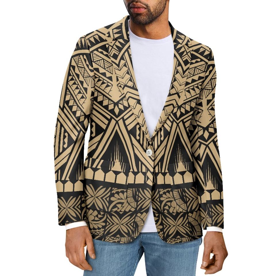 Precio al por mayor, chaquetas para hombre OEM de arte de las Islas del Pacífico, cárdigan tipo kimono de manga larga de alta calidad, traje informal polinesio de moda para hombres