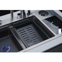 Évier de cuisine intelligent Samtou Edition avec affichage numérique LED, multifonction, moderne, en acier inoxydable, avec cascade