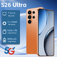 Smartphone S26 Ultra Shenzhen 7,3 pouces 90Hz Android 15 16 Go 1 To 108 MP 8800 mAh Deca Core 5G Double SIM Carte TF Face ID GPS Métal