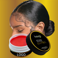 Pomata e Cera Biologica a Tenuta Forte per Capelli Ricci Crespi, Non Sfoglia, Rosso e Nero per il Controllo dei Bordi, Logo Personalizzabile