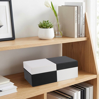 Boîte de rangement pour bijoux en cuir noir et blanc moderne, organisateur décoratif pour la maison, boîte de rangement pour la commode, décoration intérieure