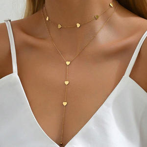 XL261 Collar de corazón de amor chapado en oro de 18 quilates, collar de cadena de acero inoxidable Joyería para mujeres, regalo sin deslustre - Product Image 6