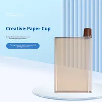 Bouteille d'eau simple et transparente en plastique PP plat, écologique, anti-fuite, créative et originale