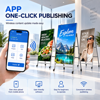 Affichage publicitaire numérique portable avec support en A sur roulettes et écran HD pour la promotion des menus de boulangerie, restaurant, café
