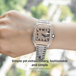 Moissanite Kim Cương Đồng Hồ Vvs Rõ Ràng Thép Không Gỉ Kinh Doanh Phong Cách Cổ Tay Phụ Kiện Pha Lê Quay Số Hiển Thị Thạch Anh Ban Nhạc - Product Image 3