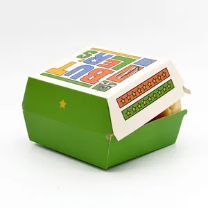 Taille personnalisée boîte à hamburger en carton recyclé brun kraft personnalisée boîte de hamburger d'emballage de fast-food